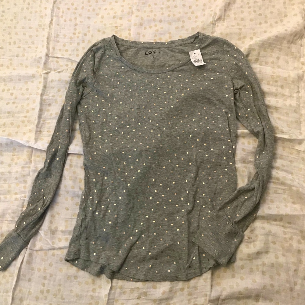 Loft long sleeve polka dot shirt size small